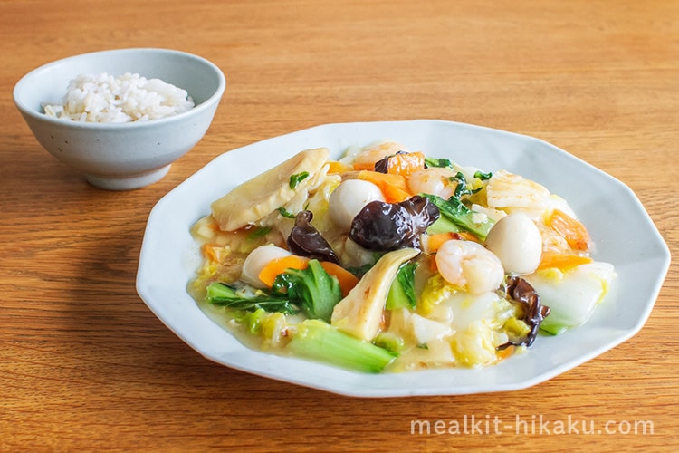 コープデリのミールキット海鮮八宝菜と米